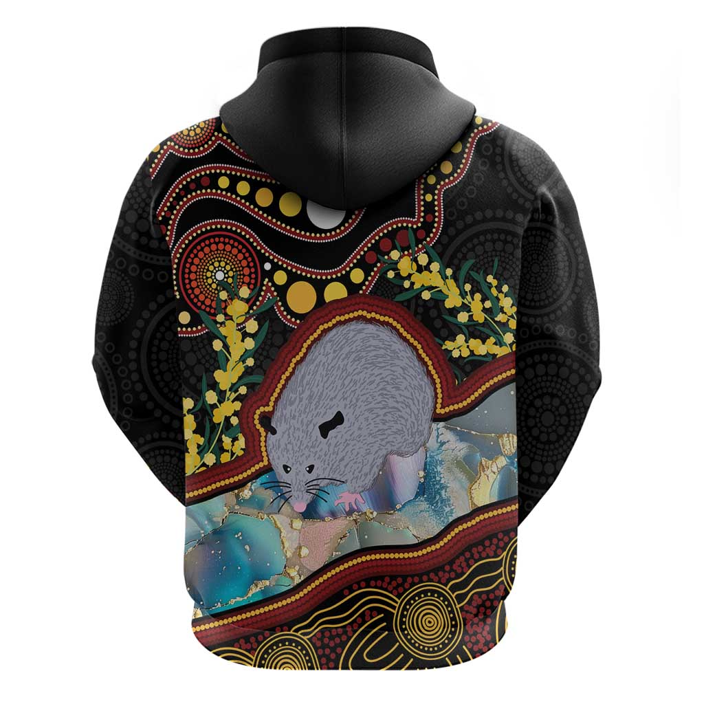 Australia Possum Zip Hoodie Aboriginal Art Mix Aussie Opal