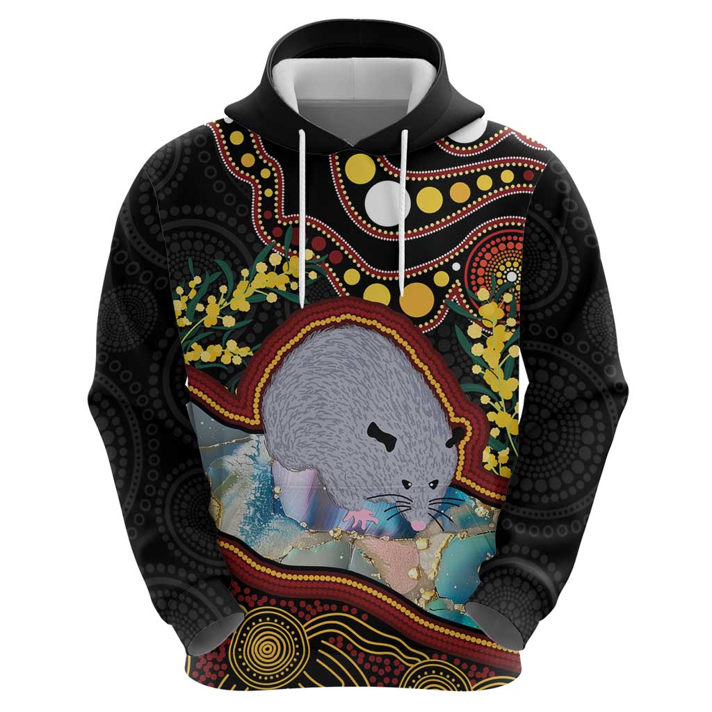 Australia Possum Zip Hoodie Aboriginal Art Mix Aussie Opal