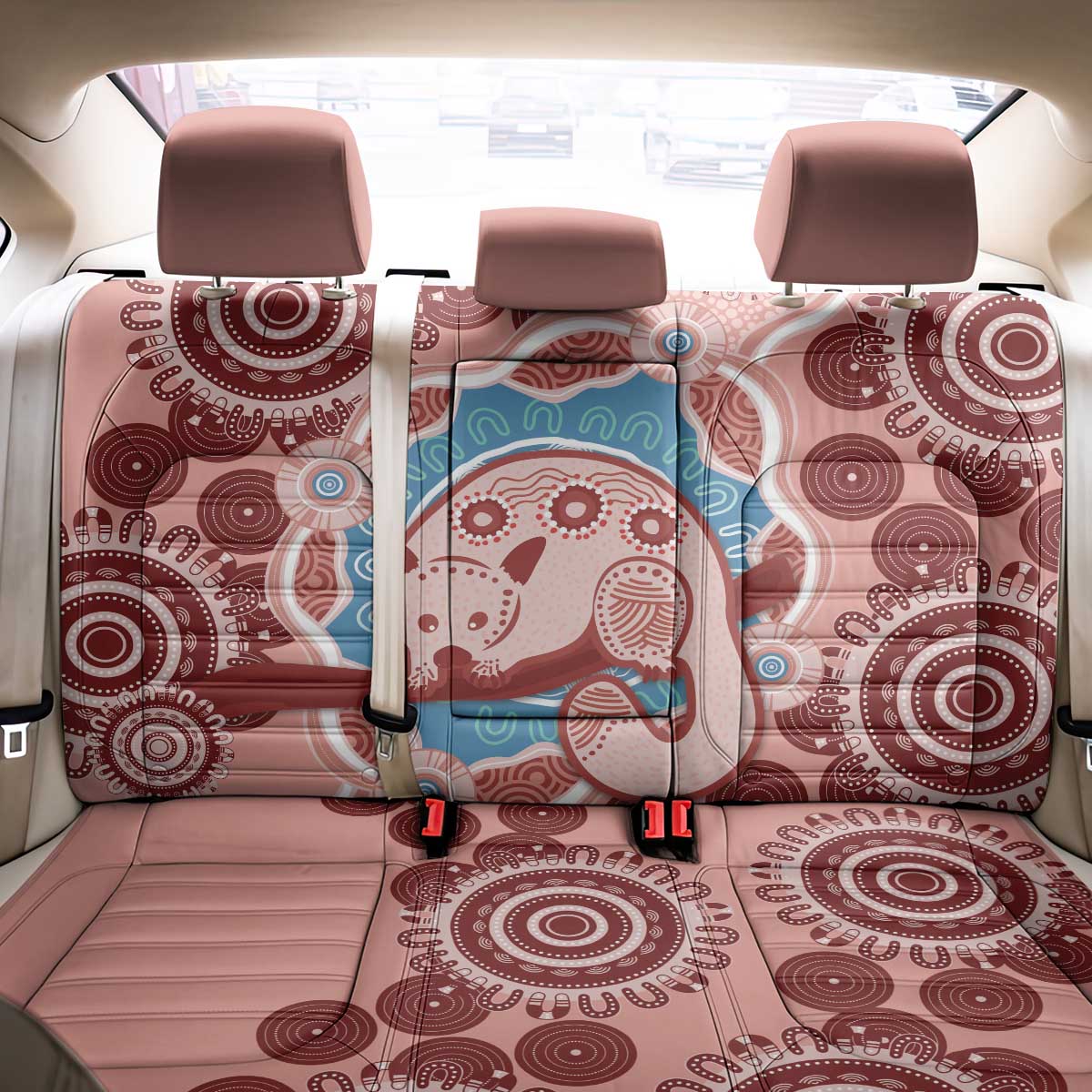 Blush Pink Australia Possum Back Car Seat Cover Indigenous Art