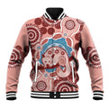 Blush Pink Australia Possum Baseball Jacket Indigenous Art