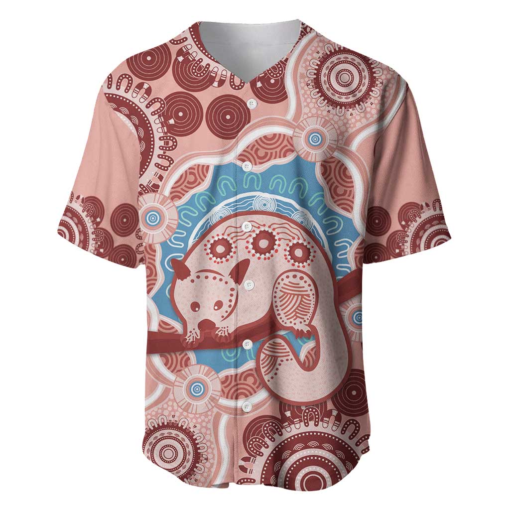 Blush Pink Australia Possum Baseball Jersey Indigenous Art