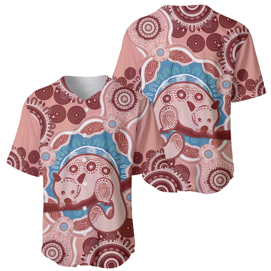 Blush Pink Australia Possum Baseball Jersey Indigenous Art