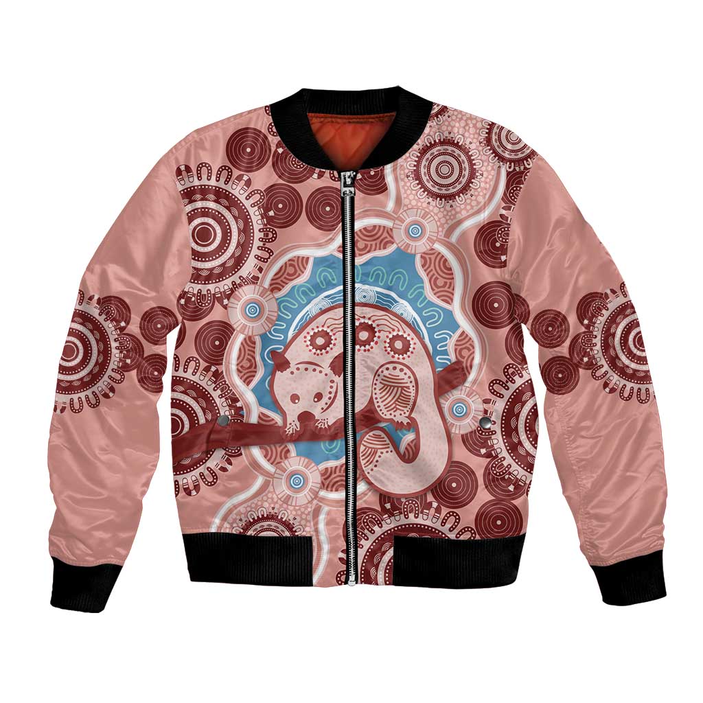 Blush Pink Australia Possum Bomber Jacket Indigenous Art