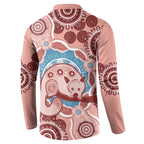 Blush Pink Australia Possum Button Sweatshirt Indigenous Art
