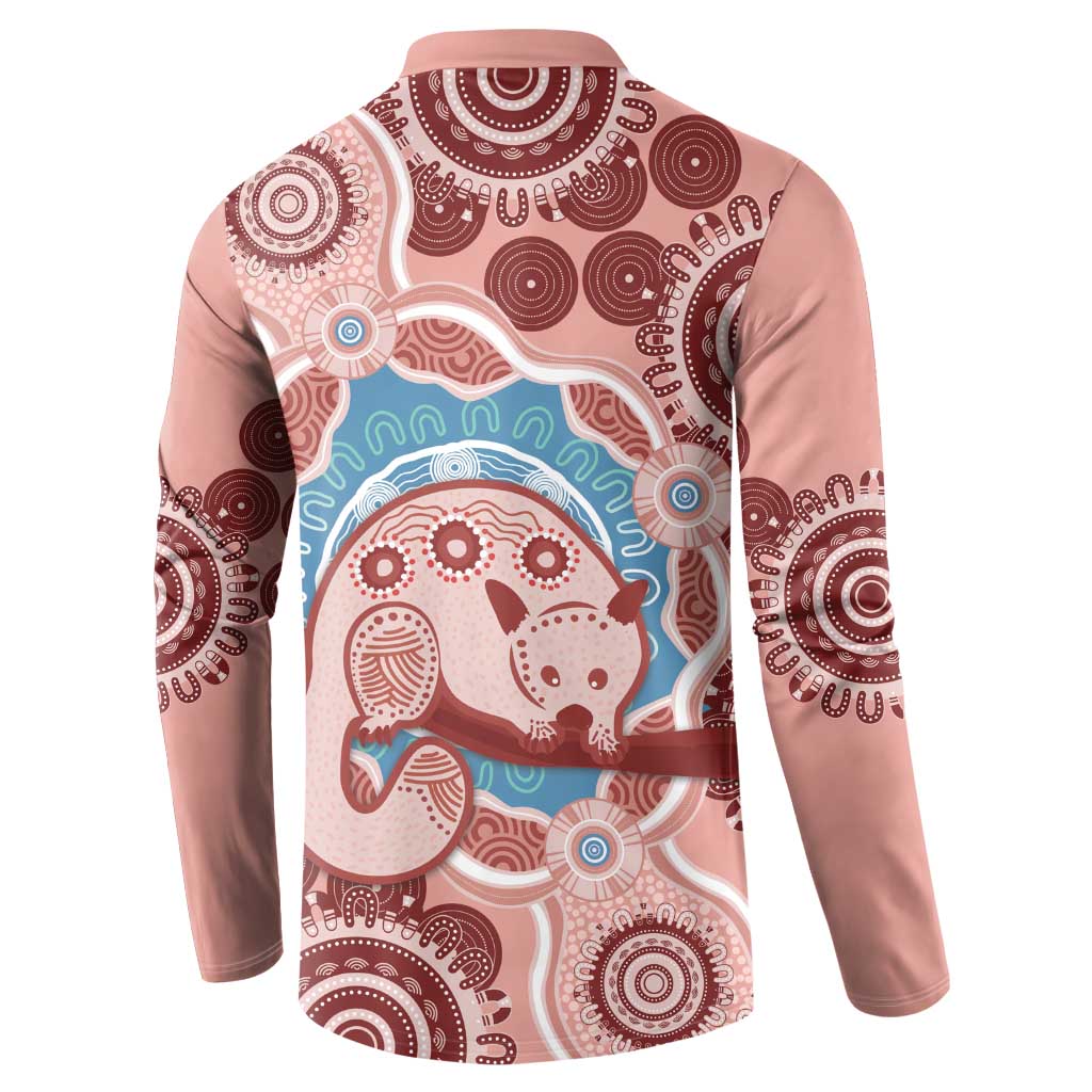 Blush Pink Australia Possum Button Sweatshirt Indigenous Art