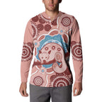 Blush Pink Australia Possum Button Sweatshirt Indigenous Art