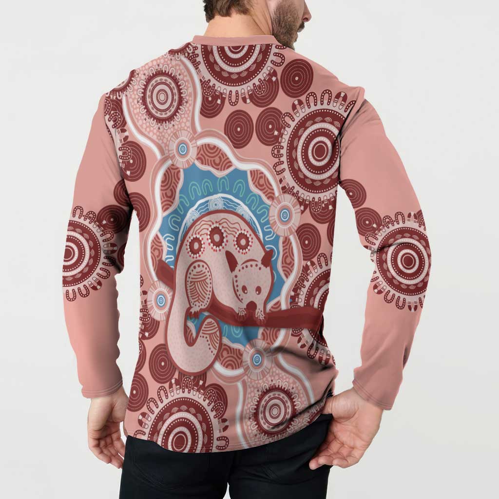 Blush Pink Australia Possum Button Sweatshirt Indigenous Art