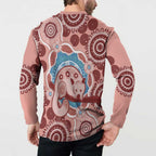 Blush Pink Australia Possum Button Sweatshirt Indigenous Art