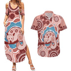 Blush Pink Australia Possum Couples Matching Summer Maxi Dress and Hawaiian Shirt Indigenous Art