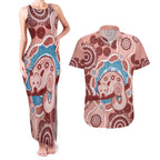 Blush Pink Australia Possum Couples Matching Tank Maxi Dress and Hawaiian Shirt Indigenous Art