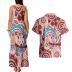 Blush Pink Australia Possum Couples Matching Tank Maxi Dress and Hawaiian Shirt Indigenous Art
