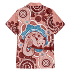Blush Pink Australia Possum Family Matching Long Sleeve Bodycon Dress and Hawaiian Shirt Indigenous Art