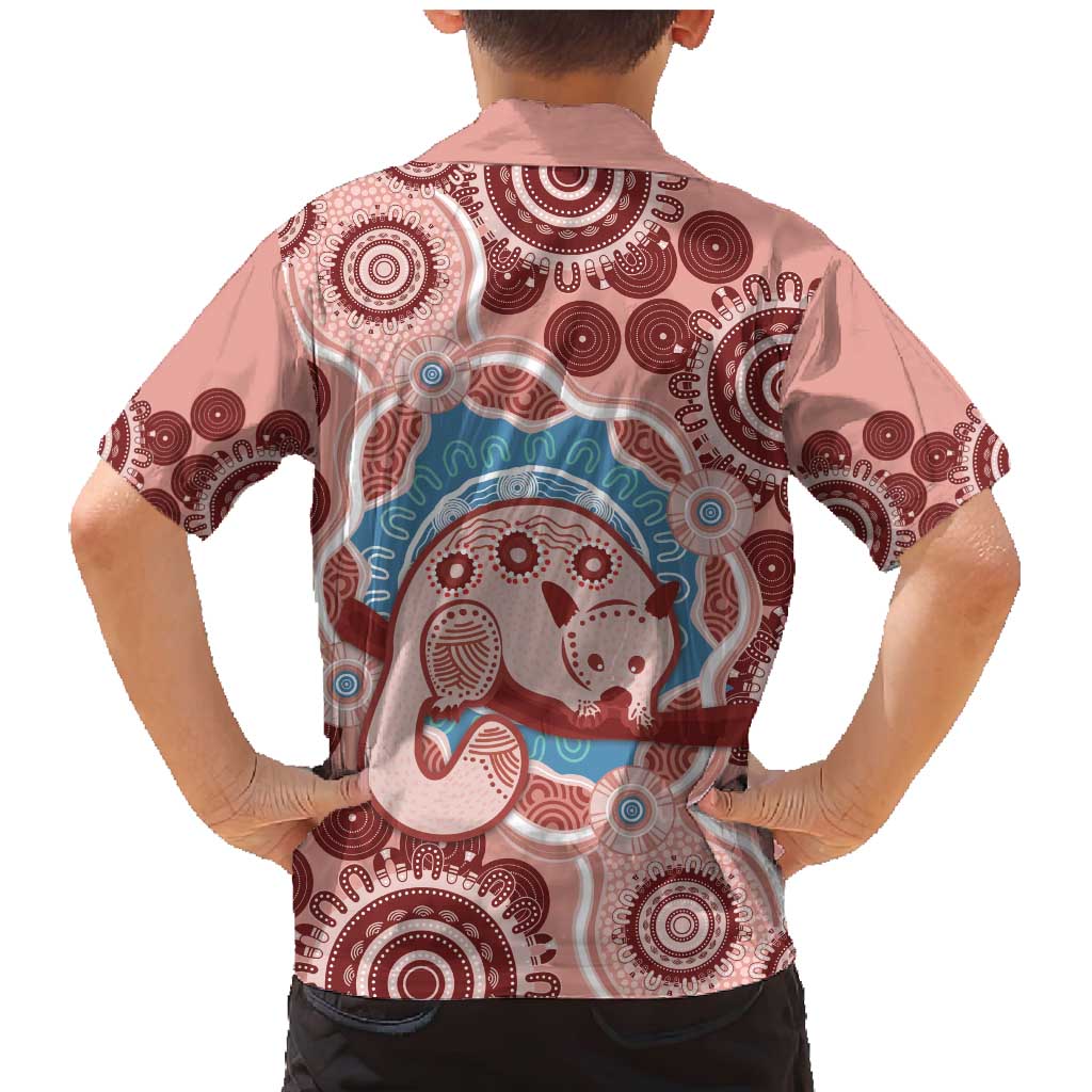 Blush Pink Australia Possum Family Matching Mermaid Dress and Hawaiian Shirt Indigenous Art