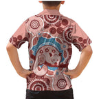 Blush Pink Australia Possum Family Matching Mermaid Dress and Hawaiian Shirt Indigenous Art