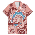Blush Pink Australia Possum Family Matching Off The Shoulder Long Sleeve Dress and Hawaiian Shirt Indigenous Art