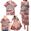 Blush Pink Australia Possum Family Matching Puletasi and Hawaiian Shirt Indigenous Art