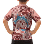 Blush Pink Australia Possum Family Matching Puletasi and Hawaiian Shirt Indigenous Art