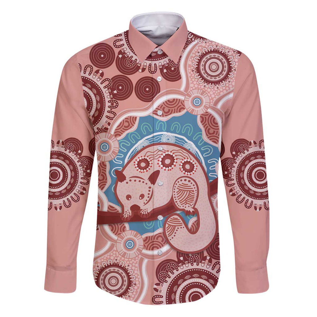 Blush Pink Australia Possum Family Matching Puletasi and Hawaiian Shirt Indigenous Art
