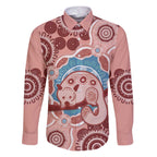 Blush Pink Australia Possum Family Matching Puletasi and Hawaiian Shirt Indigenous Art