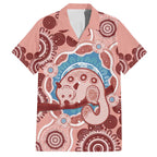 Blush Pink Australia Possum Family Matching Short Sleeve Bodycon Dress and Hawaiian Shirt Indigenous Art