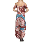 Blush Pink Australia Possum Family Matching Summer Maxi Dress and Hawaiian Shirt Indigenous Art