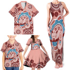 Blush Pink Australia Possum Family Matching Tank Maxi Dress and Hawaiian Shirt Indigenous Art