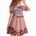Blush Pink Australia Possum Family Matching Tank Maxi Dress and Hawaiian Shirt Indigenous Art