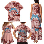 Blush Pink Australia Possum Family Matching Tank Maxi Dress and Hawaiian Shirt Indigenous Art