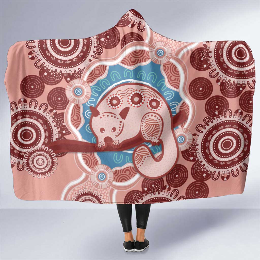Blush Pink Australia Possum Hooded Blanket Indigenous Art