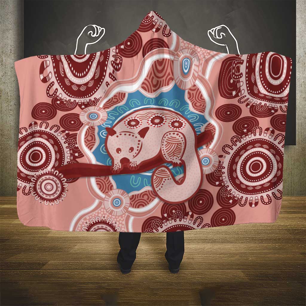 Blush Pink Australia Possum Hooded Blanket Indigenous Art