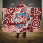 Blush Pink Australia Possum Hooded Blanket Indigenous Art