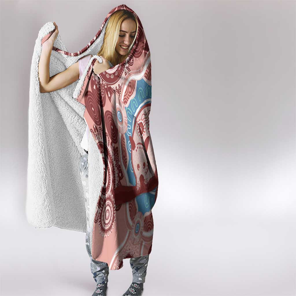 Blush Pink Australia Possum Hooded Blanket Indigenous Art