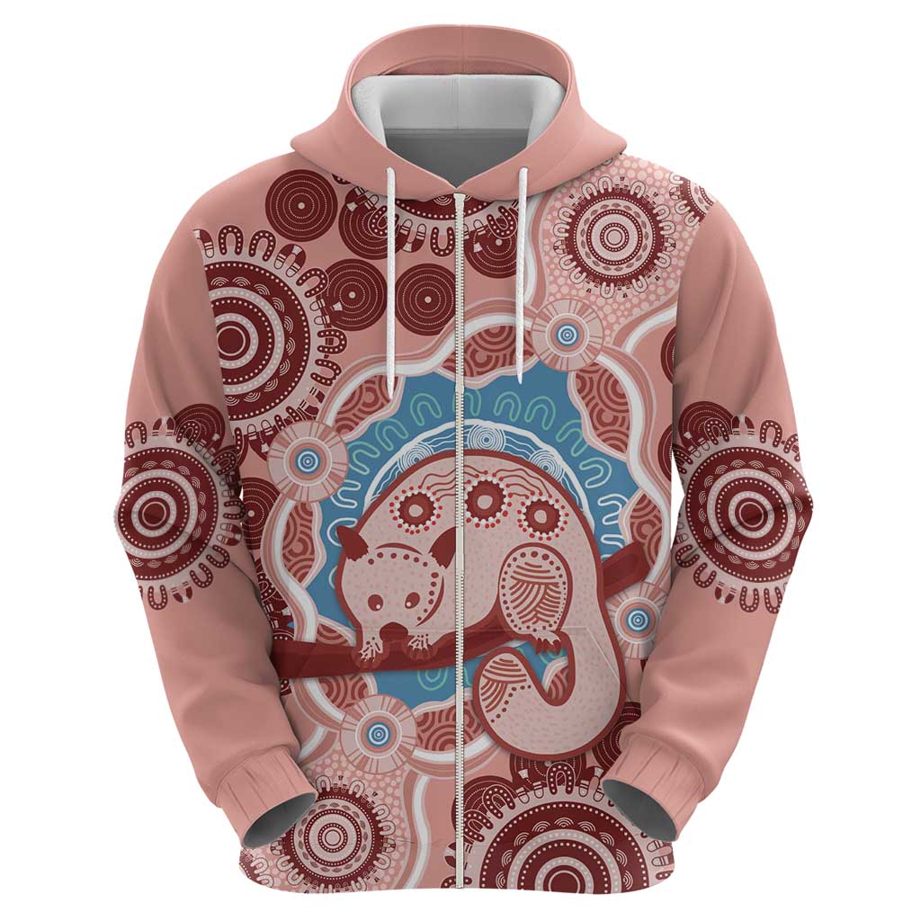 Blush Pink Australia Possum Hoodie Indigenous Art