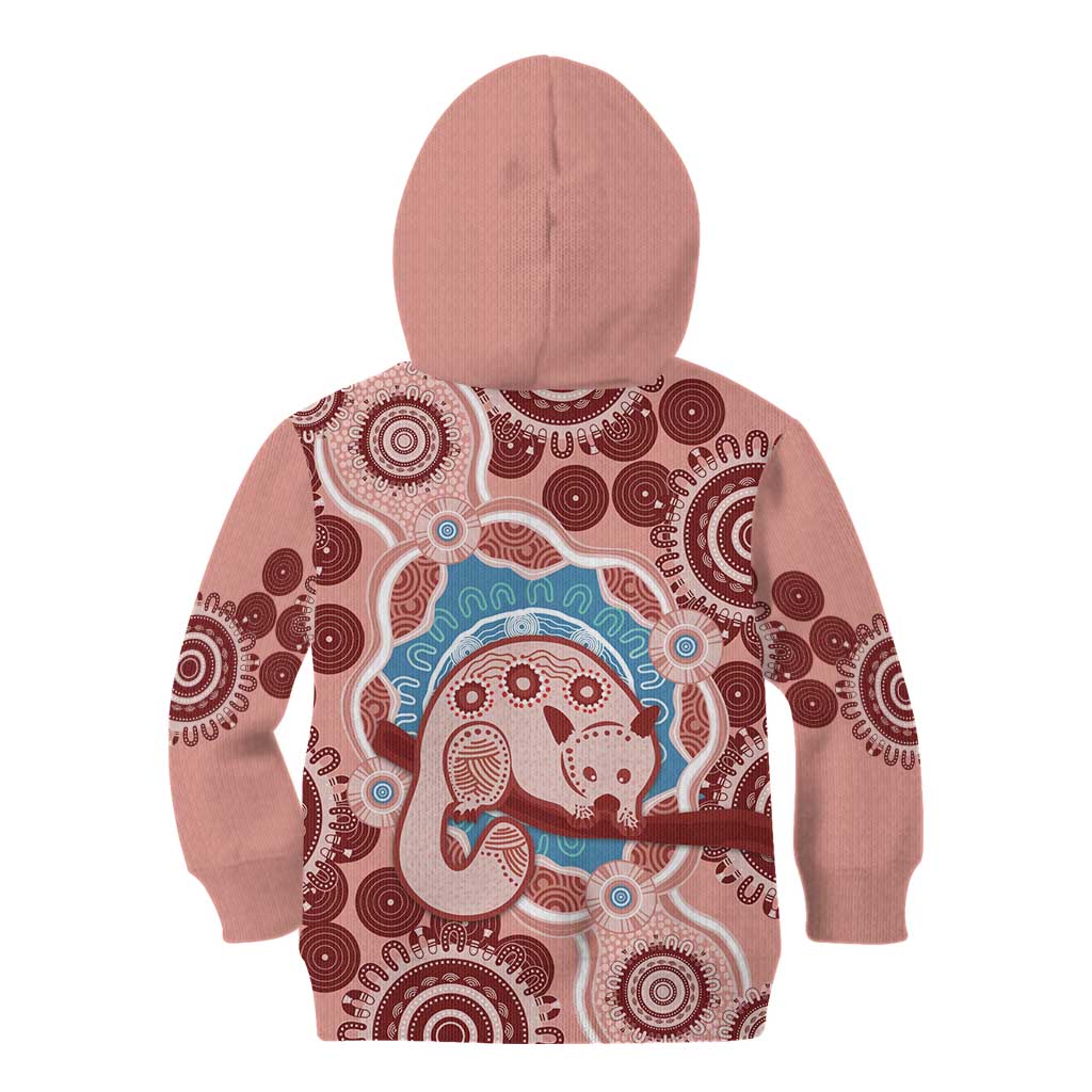 Blush Pink Australia Possum Kid Hoodie Indigenous Art