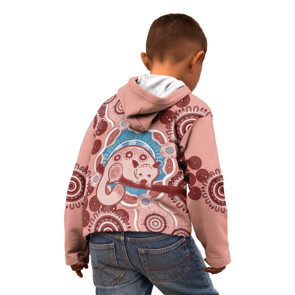 Blush Pink Australia Possum Kid Hoodie Indigenous Art
