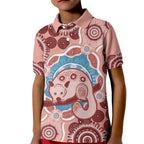 Blush Pink Australia Possum Kid Polo Shirt Indigenous Art