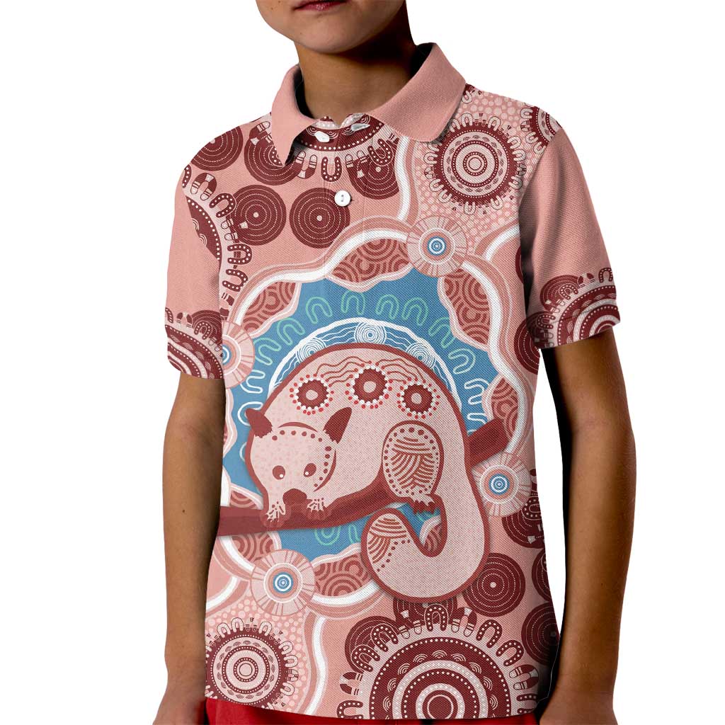 Blush Pink Australia Possum Kid Polo Shirt Indigenous Art