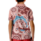 Blush Pink Australia Possum Kid Polo Shirt Indigenous Art