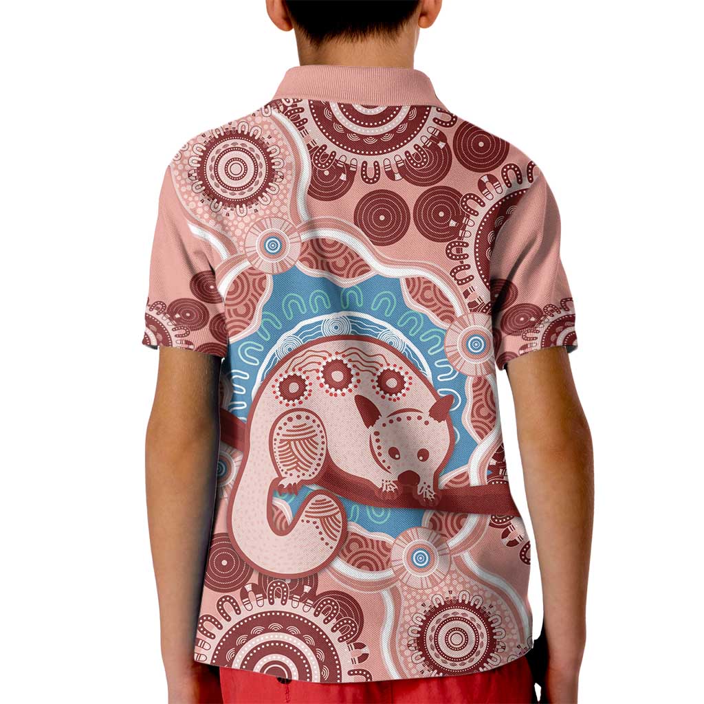 Blush Pink Australia Possum Kid Polo Shirt Indigenous Art