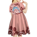 Blush Pink Australia Possum Kid Short Sleeve Dress Indigenous Art