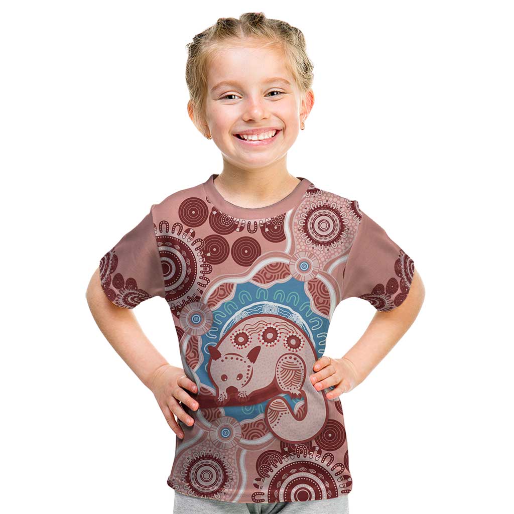 Blush Pink Australia Possum Kid T Shirt Indigenous Art