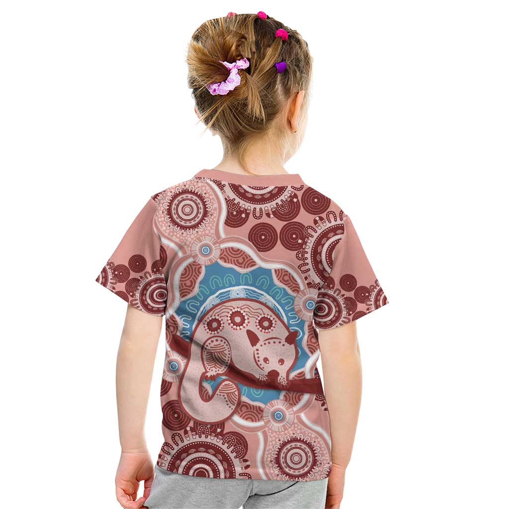 Blush Pink Australia Possum Kid T Shirt Indigenous Art