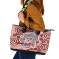 Blush Pink Australia Possum Leather Tote Bag Indigenous Art