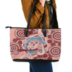 Blush Pink Australia Possum Leather Tote Bag Indigenous Art