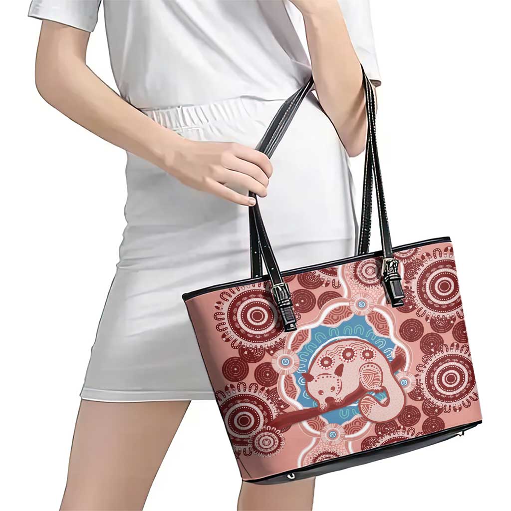Blush Pink Australia Possum Leather Tote Bag Indigenous Art