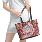 Blush Pink Australia Possum Leather Tote Bag Indigenous Art