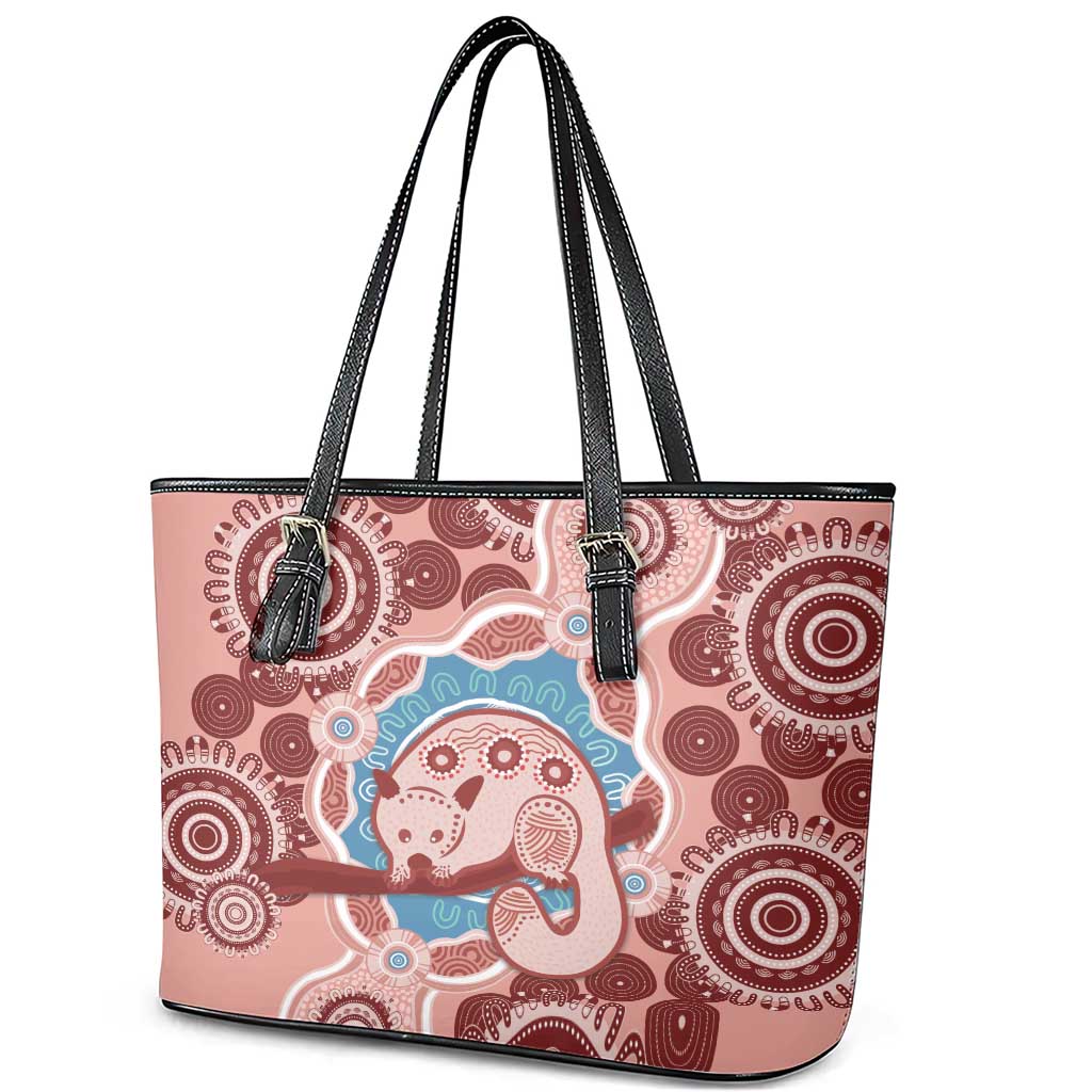 Blush Pink Australia Possum Leather Tote Bag Indigenous Art