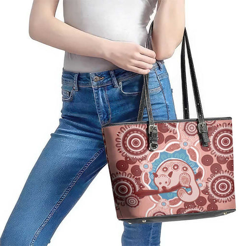 Blush Pink Australia Possum Leather Tote Bag Indigenous Art