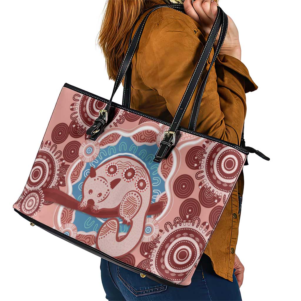 Blush Pink Australia Possum Leather Tote Bag Indigenous Art