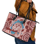 Blush Pink Australia Possum Leather Tote Bag Indigenous Art